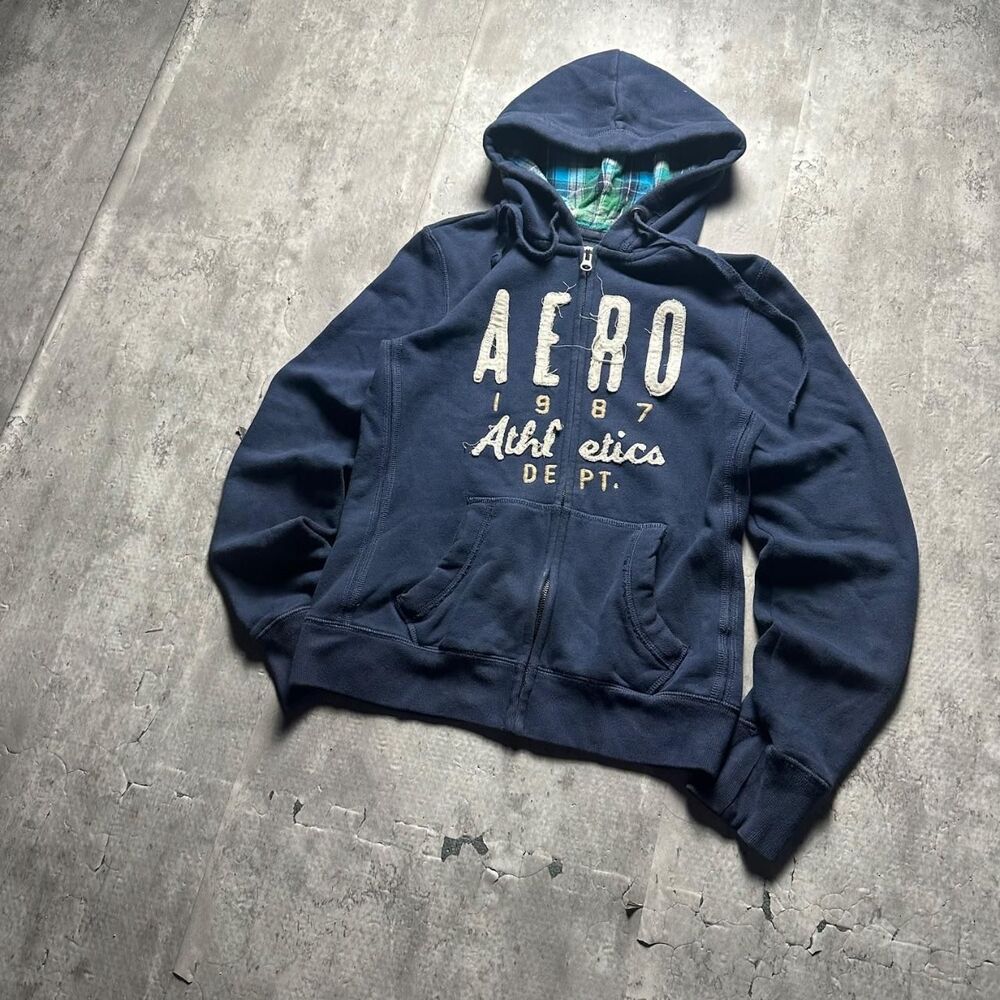 Aeropostale Women's Navy and Blue Hoodie